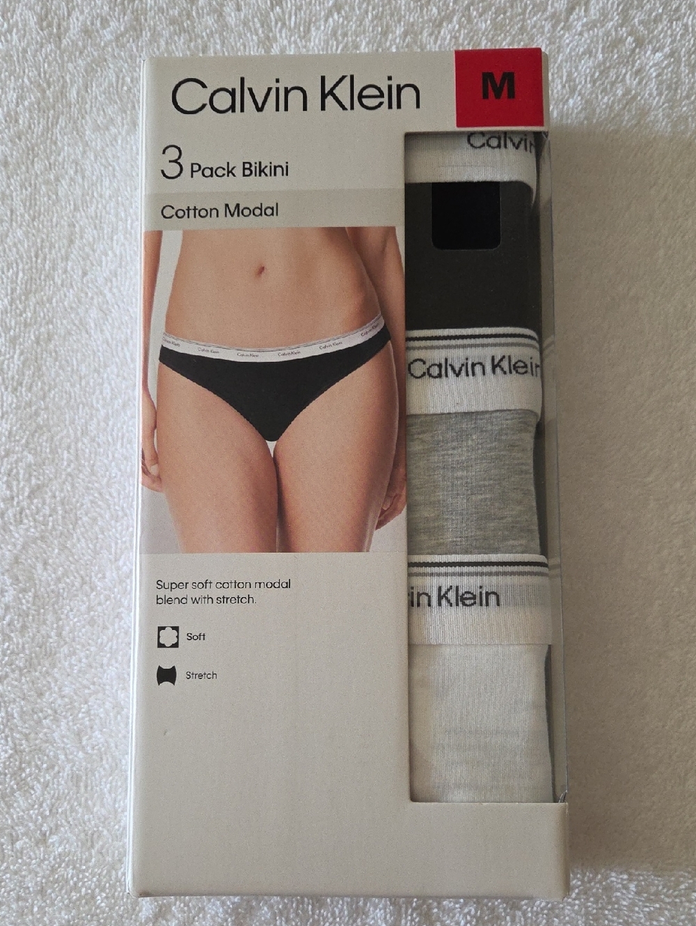 Calvin Klein 3-Pack Bikini Cotton Modal Black, Gray, White